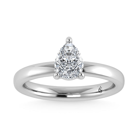 14K White Gold Lab Grown Diamond 1 1/2 Ct.Tw. IGI Certified Pear Shape Solitaire (Available from 1CT to 7CT)