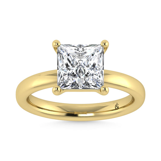14K Yellow Gold Lab Grown Diamond 3 Ct.Tw. IGI Certified Princess Shape Solitaire (Available from 1CT to 7CT)