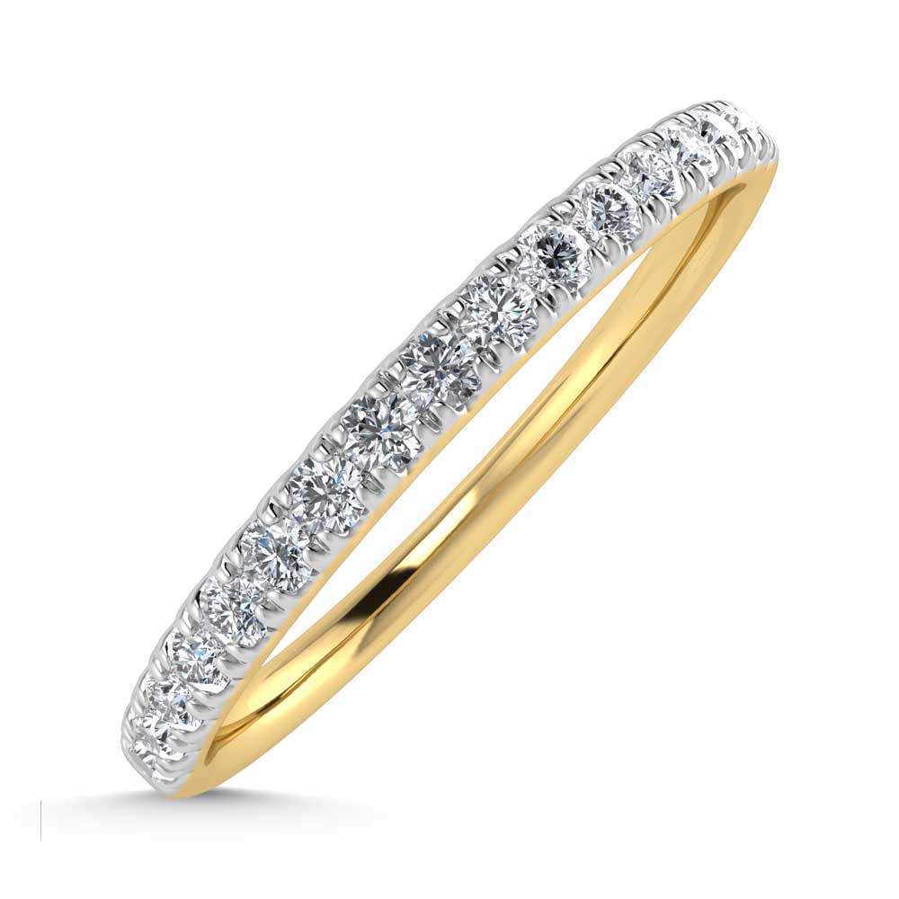 14K Yellow Gold Lab Grown Diamond 1/6 Ct.Tw. IGI Certified Wedding Band