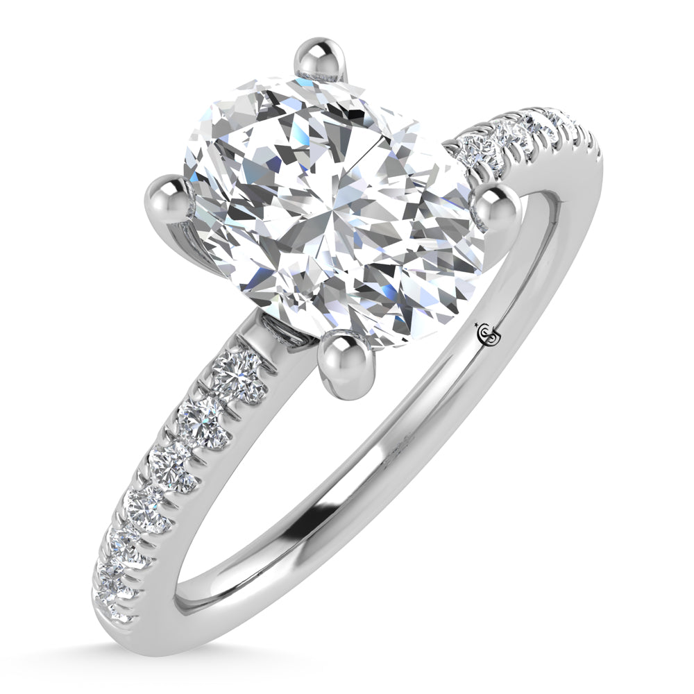 14K White Gold Lab Grown Diamond 7/8 Ct.Tw. IGI Certified Oval Shape Hidden Halo Engagement Ring
