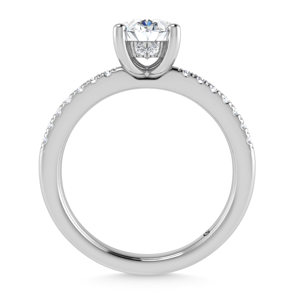14K White Gold Lab Grown Diamond 7/8 Ct.Tw. IGI Certified Oval Shape Hidden Halo Engagement Ring