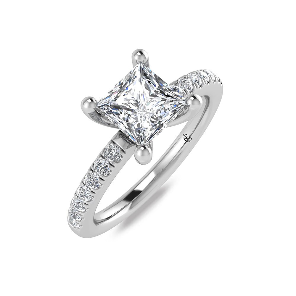 14K White Gold Princess Cut Lab Grown Diamond 1 3/4 ct.tw. Hidden Halo Engagement Ring