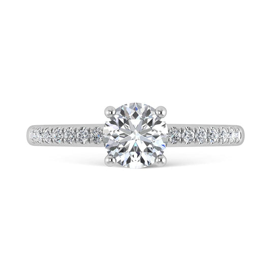 14K White Gold Lab Grown Diamond 1 3/4 Ct.Tw. IGI Certified Round Shape Hidden Halo Engagement Ring