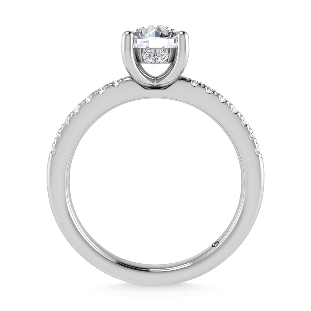 14K White Gold Lab Grown Diamond 1 3/4 Ct.Tw. IGI Certified Round Shape Hidden Halo Engagement Ring