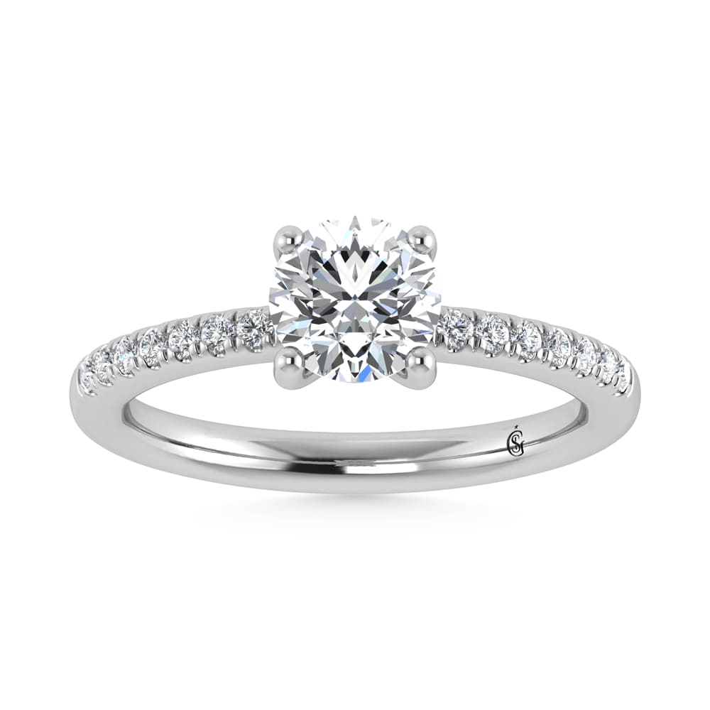 14K White Gold Lab Grown Diamond 7/8 Ct.Tw. IGI Certified Round Shape Hidden Halo Engagement Ring
