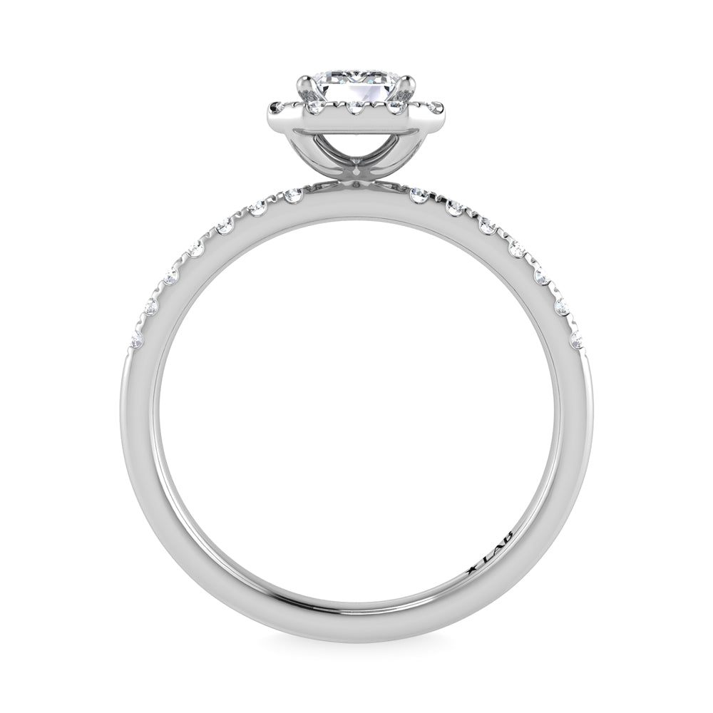 14K White Gold Lab Grown Diamond  1 3/4 Ct.Tw. IGI Certified Emerald Shape Halo Engagement Ring