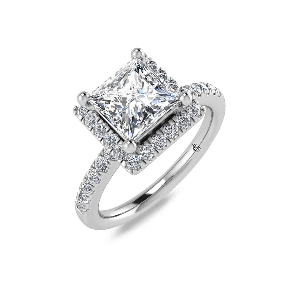 14K White Gold Princess Cut Lab Grown Diamond 2 1/3 ct.tw. Halo Engagement Ring