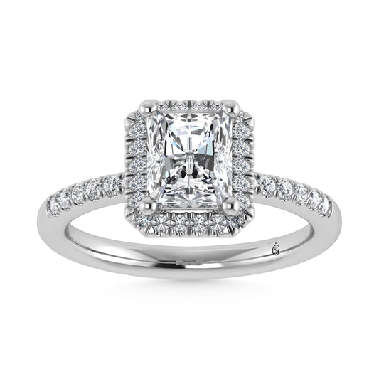 14K White Gold Lab Grown Diamond 1 3/4 Ct.Tw. Radiant Shape Halo Engagement Ring  (Center 1 1/2 ct)