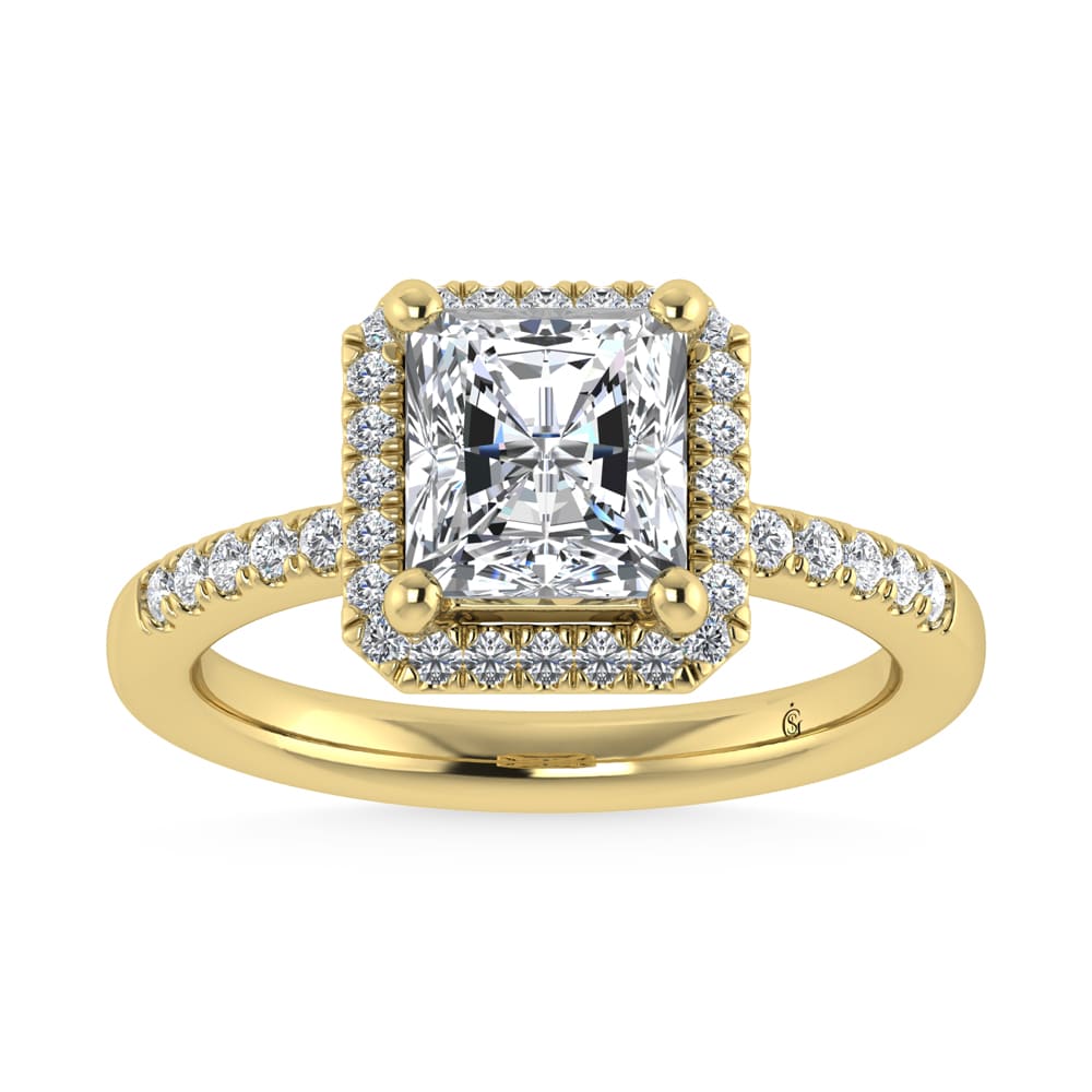 14K Yellow Gold Lab Grown Diamond 2 1/4 Ct.Tw. Radiant Shape Halo Engagement Ring (Center 2 ct)