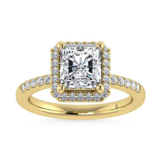 14K Yellow Gold Lab Grown Diamond 2 1/4 Ct.Tw. Radiant Shape Halo Engagement Ring (Center 2 ct)