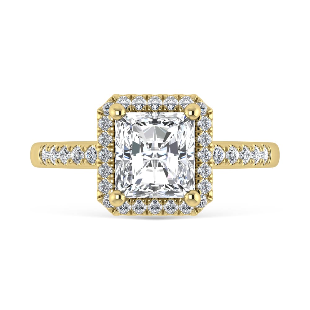 14K Yellow Gold Lab Grown Diamond 2 1/4 Ct.Tw. Radiant Shape Halo Engagement Ring (Center 2 ct)
