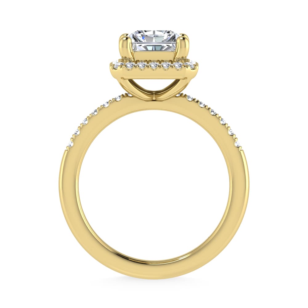 14K Yellow Gold Lab Grown Diamond 2 1/4 Ct.Tw. Radiant Shape Halo Engagement Ring (Center 2 ct)