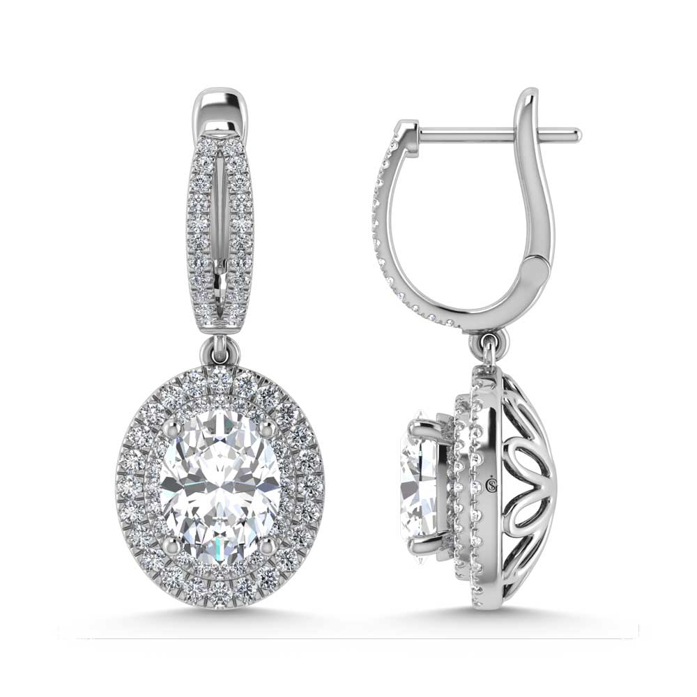 14K White Gold Lab Grown Diamond 4 7/8 Ct.Tw. Oval Shape Fashion Earring