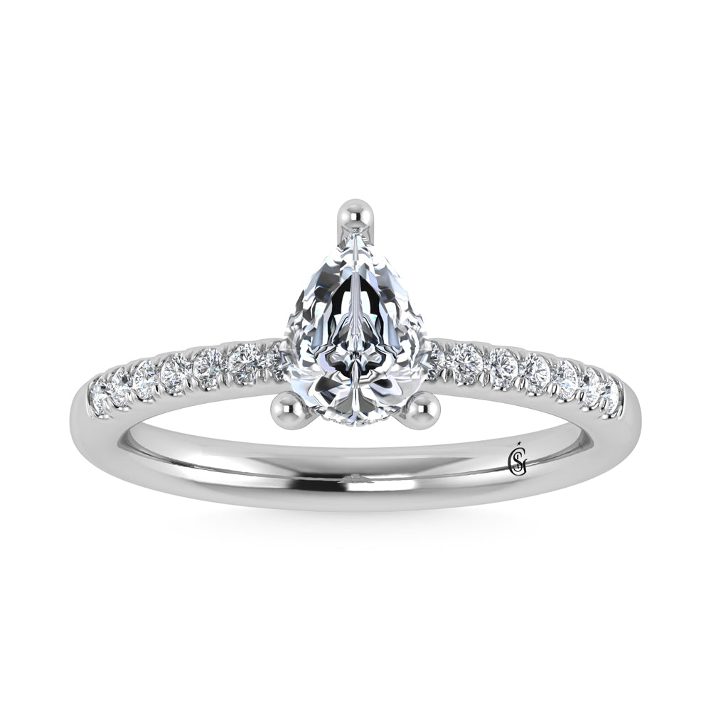 14K White Gold Lab Grown Diamond 4 1/2 Ct.Tw. Hidden Halo Engagement Ring (Center Pear)