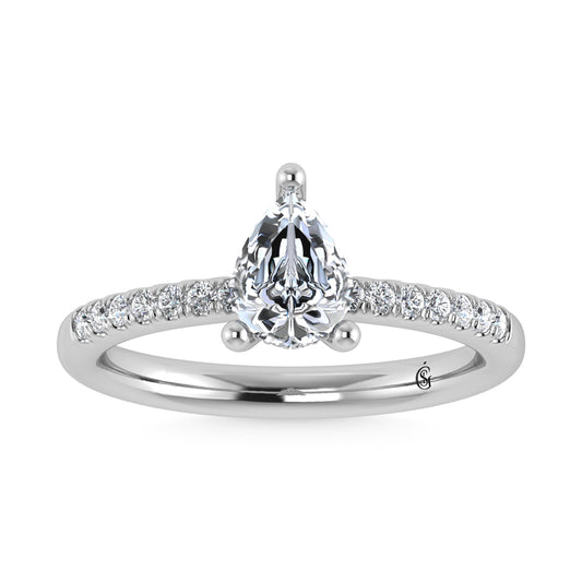 14K White Gold Lab Grown Diamond 4 1/2 Ct.Tw. Hidden Halo Engagement Ring (Center Pear)