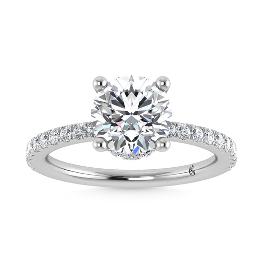 14K White Gold Lab Grown Diamond 1 7/8 Ct.Tw. Hidden Halo Engagement Ring (Center Round)