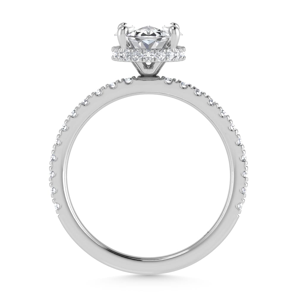 14K White Gold Lab Grown Diamond 3 1/2 Ct.Tw. Oval Shape Halo IGI Certified Engagement Ring (Center 3 ct)