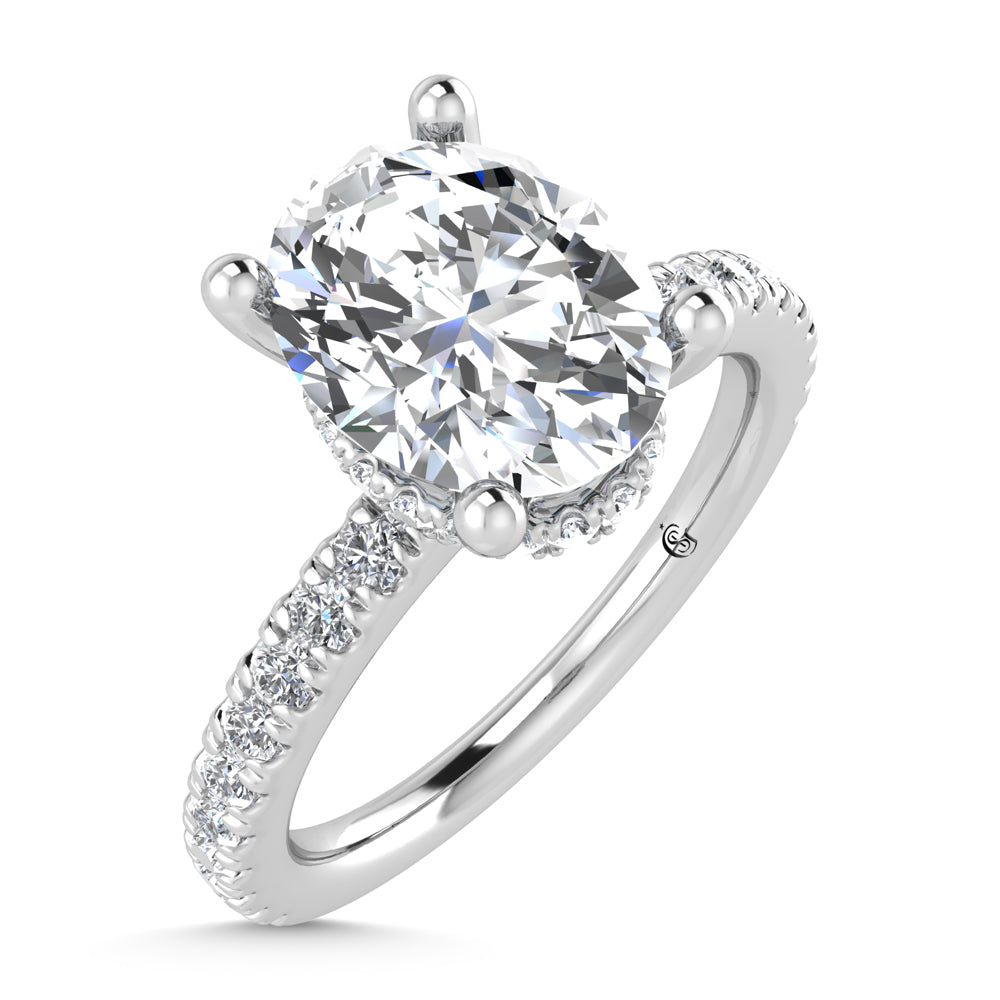 14K White Gold Lab Grown Diamond 4 1/2 Ct.Tw. Oval Shape Halo IGI Certified Engagement Ring (Center 5 ct)