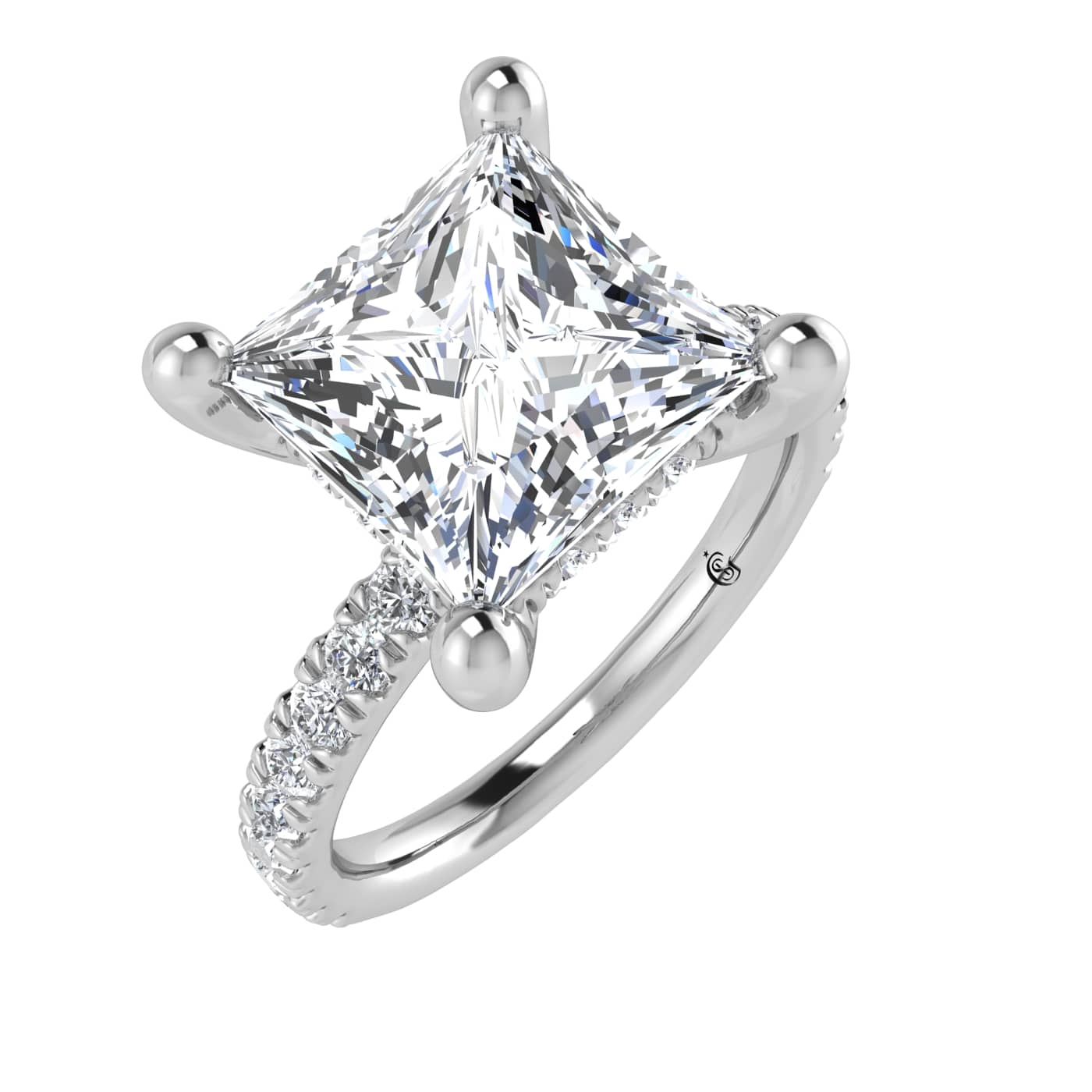 14K White Gold Lab Grown Diamond 4 1/2 Ct.Tw. Princess Shape Halo IGI Certified Engagement Ring (Center 4ctw)