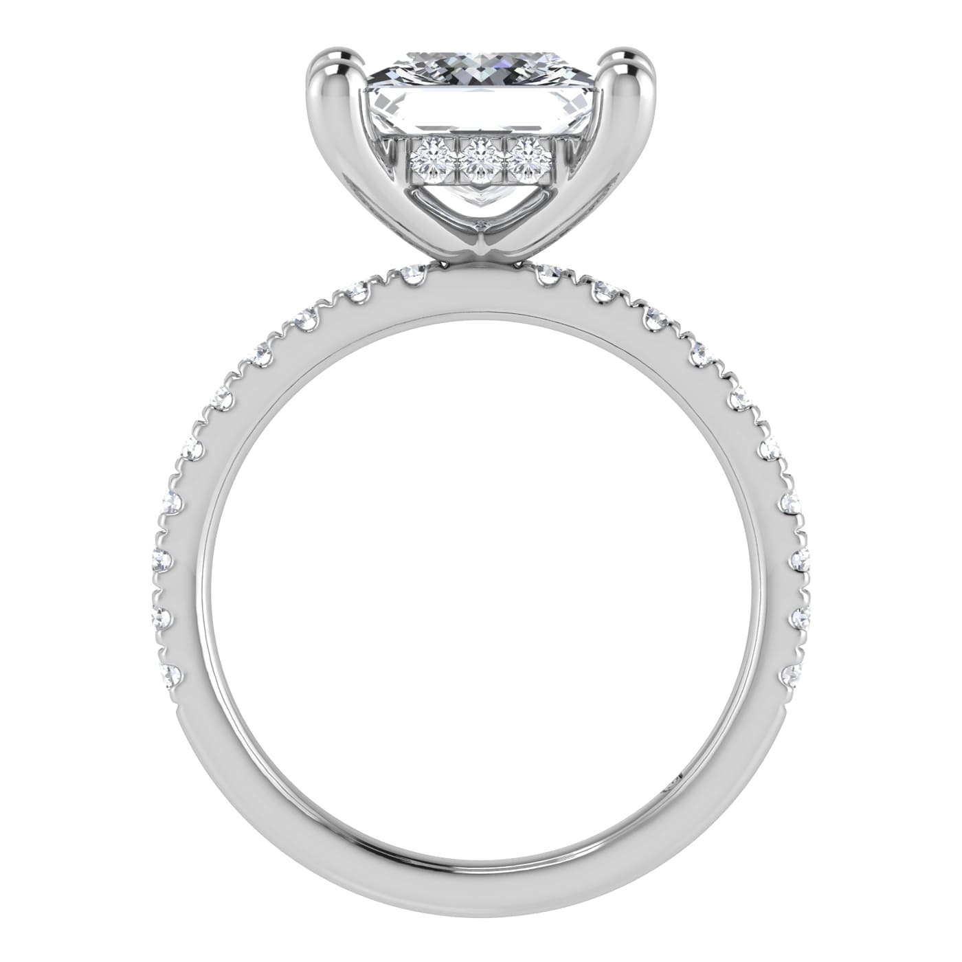 14K White Gold Lab Grown Diamond 4 1/2 Ct.Tw. Princess Shape Halo IGI Certified Engagement Ring (Center 4ctw)