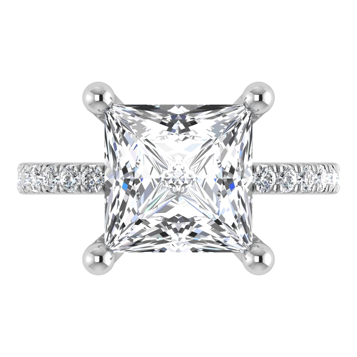 14K White Gold Lab Grown Diamond 4 1/2 Ct.Tw. Princess Shape Halo IGI Certified Engagement Ring (Center 5 ct)