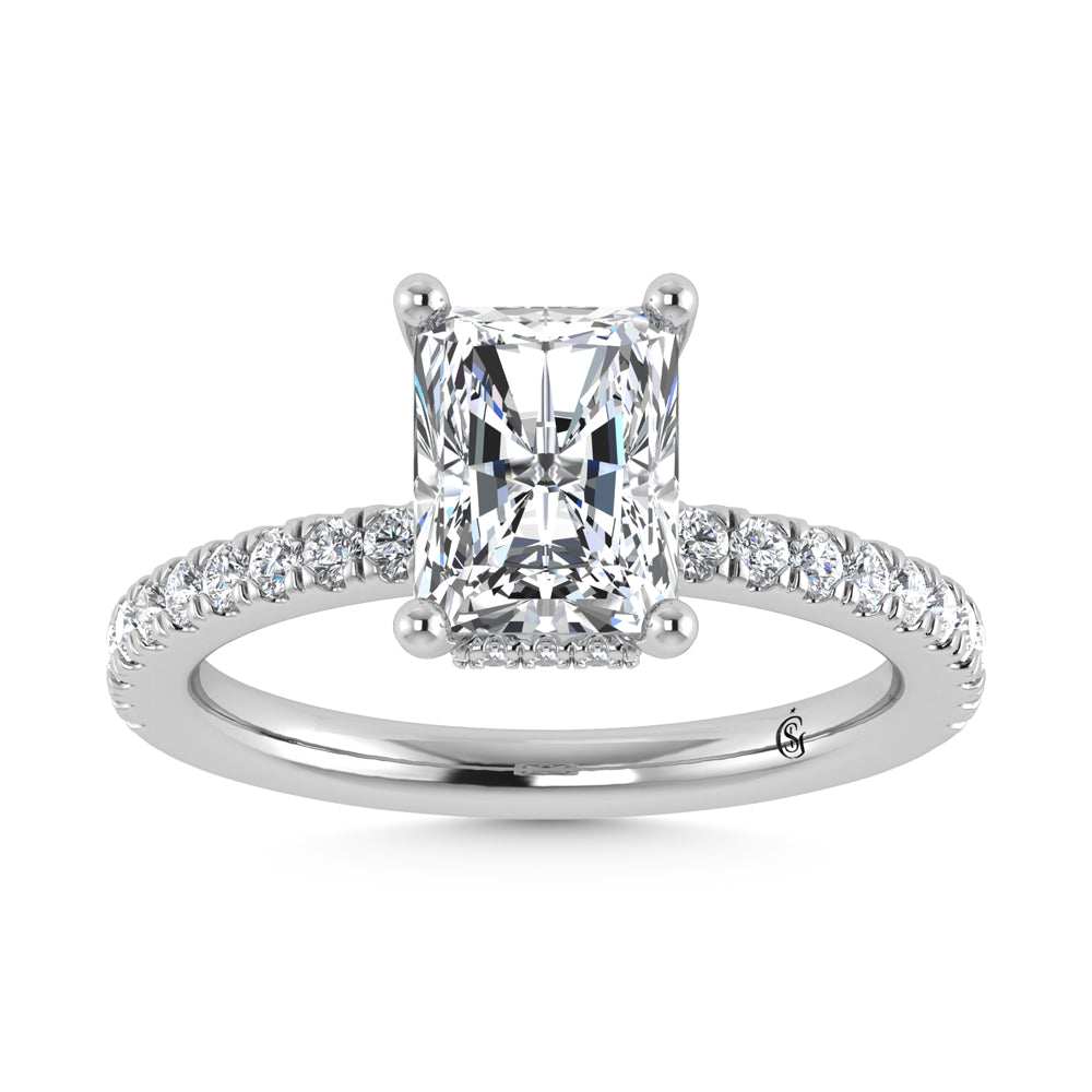 14K White Gold Lab Grown Diamond 4 1/2 Ct.Tw. Radiant Shape Halo IGI Certified Engagement Ring (Center 7 ct)