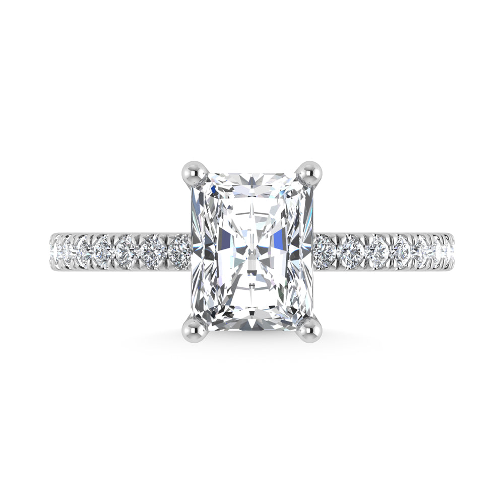 14K White Gold Lab Grown Diamond 4 1/2 Ct.Tw. Radiant Shape Halo IGI Certified Engagement Ring (Center 7 ct)