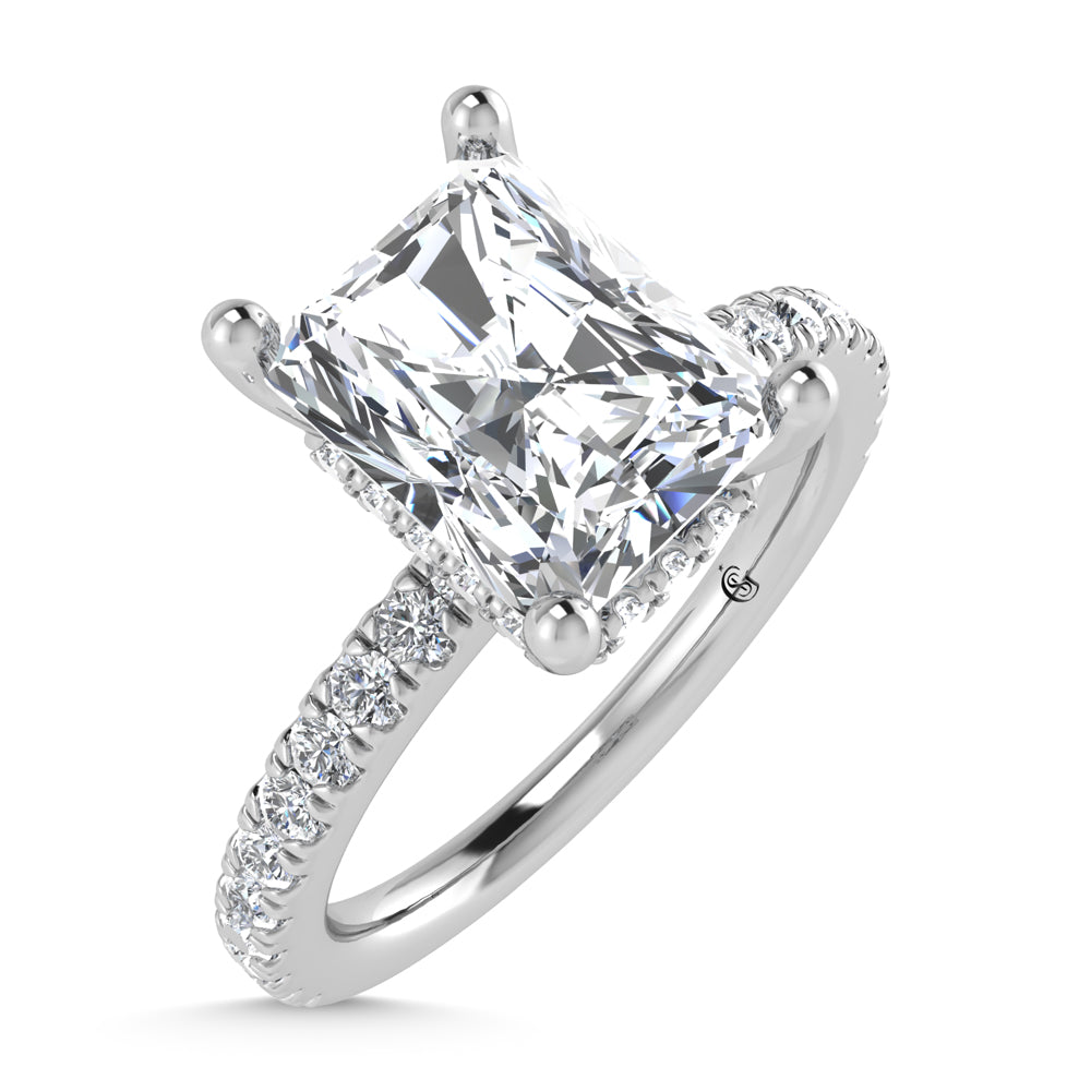 14K White Gold Lab Grown Diamond 4 1/2 Ct.Tw. Radiant Shape Halo IGI Certified Engagement Ring (Center 7 ct)