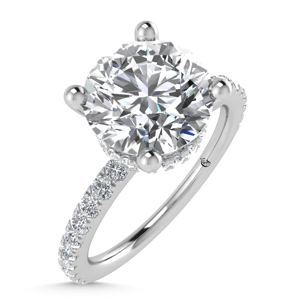 14K White Gold Lab Grown Diamond 3 1/2 Ct.Tw. Round Shape Halo IGI Certified Engagement Ring (Center 3 ct)