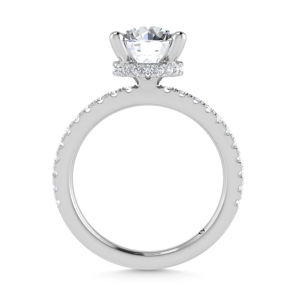 14K White Gold Lab Grown Diamond 3 1/2 Ct.Tw. Round Shape Halo IGI Certified Engagement Ring (Center 3 ct)