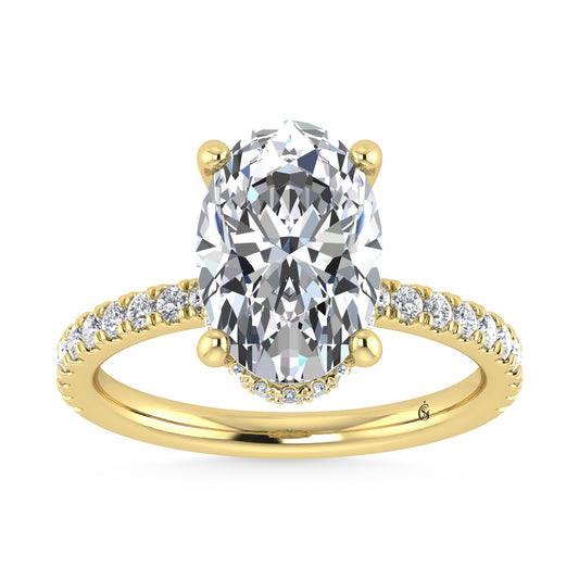 14K Yellow Gold Lab Grown Diamond 4 1/2 Ct.Tw. Oval Shape Halo IGI Certified Engagement Ring (Center 4 ct)