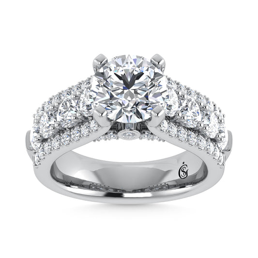 14K White Gold Lab Grown Diamond 3 7/8 ct.tw. Round Shape Engagement Ring