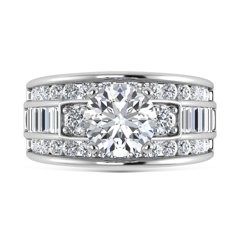 14K White Gold Lab Grown Diamond 4 ct.tw. Round Shape Engagement Ring