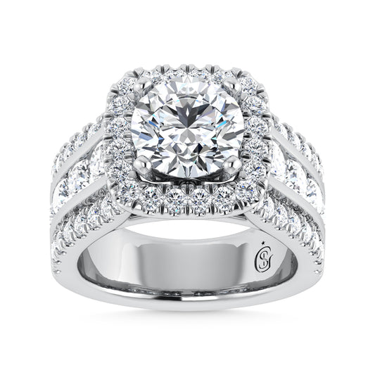 14K White Gold Lab Grown Diamond 5 1/2 ct.tw. Round Shape Engagement Ring