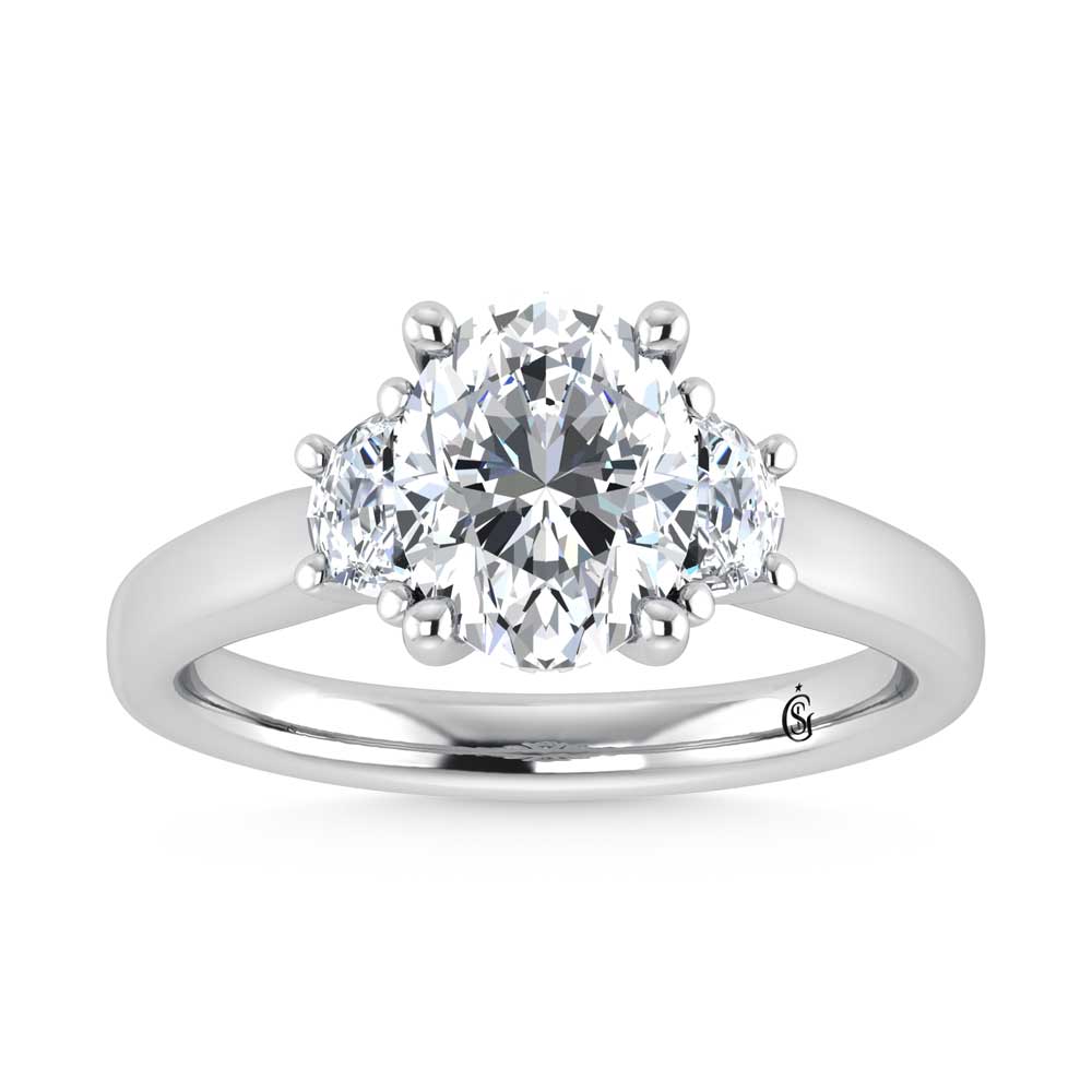 14K White Gold Lab Grown Diamond 3 1/2 Ct.Tw. Oval Shape Engagement Ring