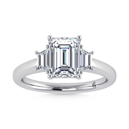 14K White Gold Lab Grown Diamond 3 1/2 Ct.Tw. Emerald Shape Engagement Ring