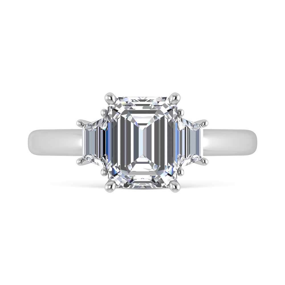 14K White Gold Lab Grown Diamond 2 1/2 Ct.Tw. Emerald Shape Engagement Ring