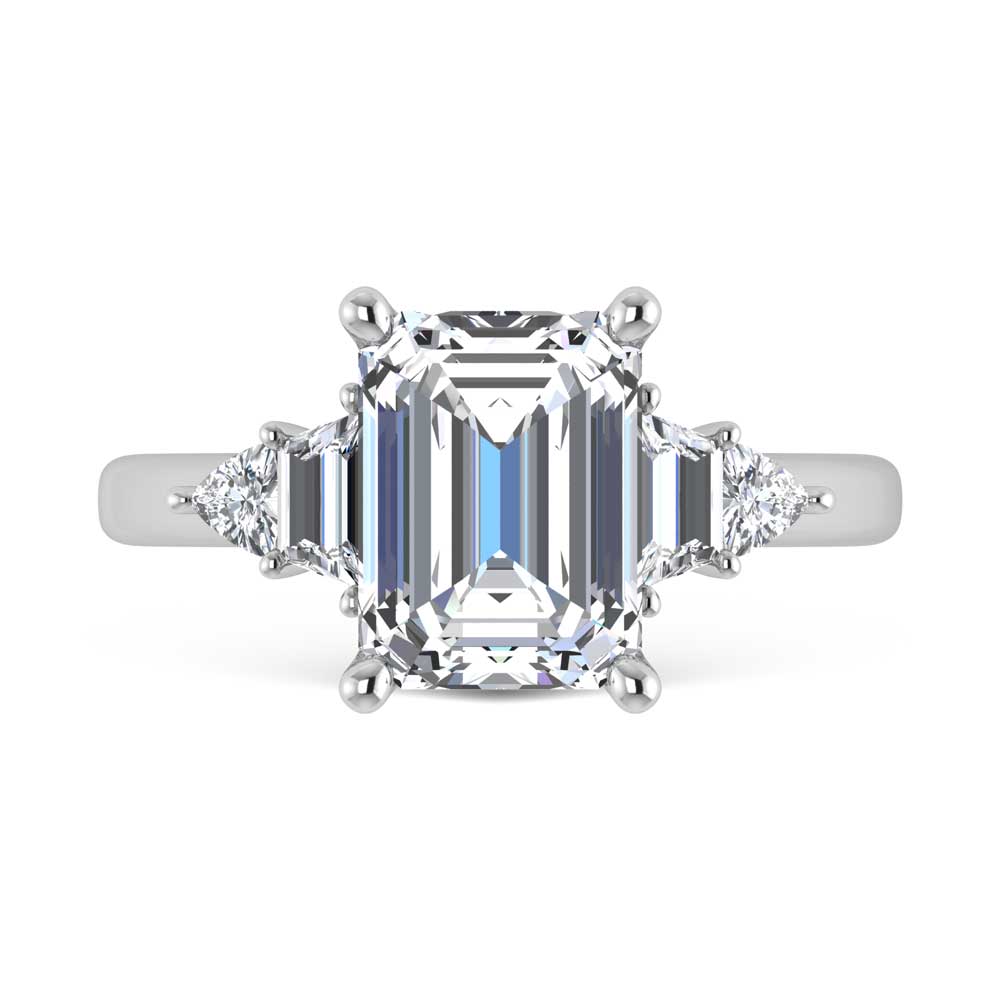 14K White Gold Lab Grown Diamond 3 5/8 Ct.Tw. Emerald Shape Engagement Ring