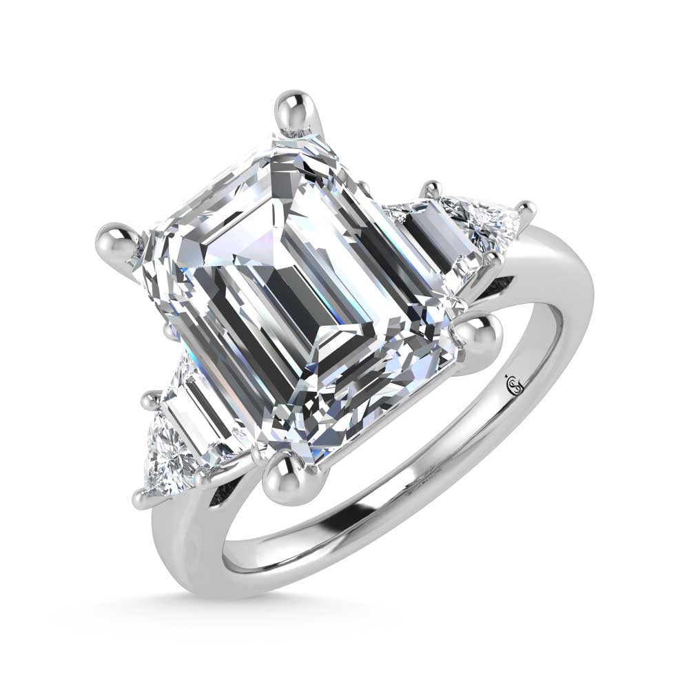 14K White Gold Lab Grown Diamond 3 5/8 Ct.Tw. Emerald Shape Engagement Ring