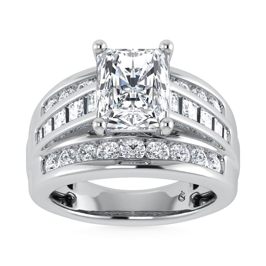14K White Gold Lab Grown Diamond 6 Ct.Tw. Radiant Shape Engagement Ring (IGI Certified 5CT)
