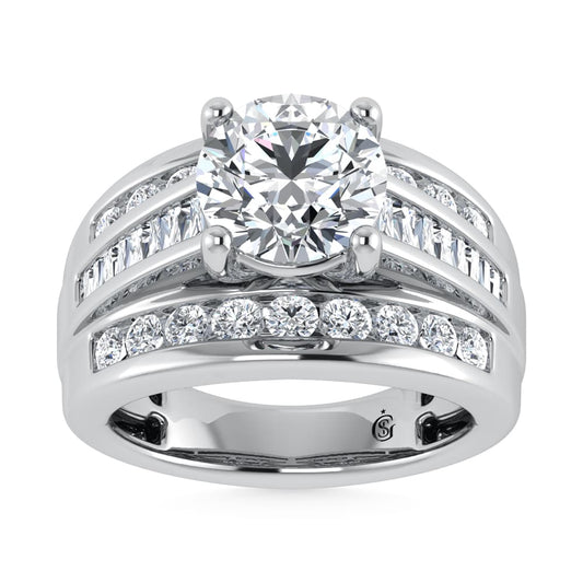 14K White Gold Lab Grown Diamond 5 Ct.Tw. Round Shape Engagement Ring (IGI Certified 4CT)