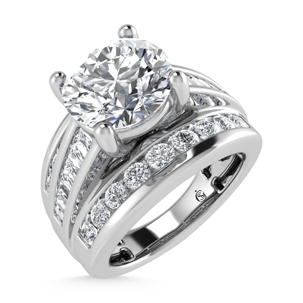 14K White Gold Lab Grown Diamond 5 Ct.Tw. Round Shape Engagement Ring (IGI Certified 4CT)