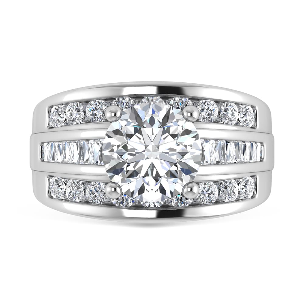 14K White Gold Lab Grown Diamond 5 Ct.Tw. Round Shape Engagement Ring (IGI Certified 4CT)