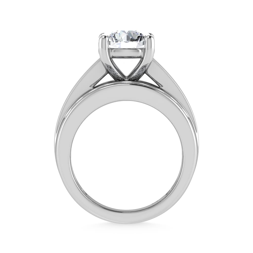 14K White Gold Lab Grown Diamond 5 Ct.Tw. Round Shape Engagement Ring (IGI Certified 4CT)