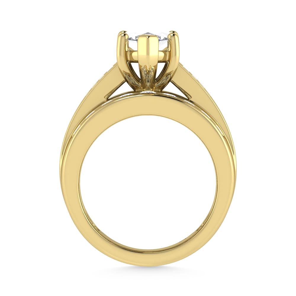 14K Yellow Gold Lab Grown Diamond 5 Ct.Tw. Marquise Shape Engagement Ring (IGI Certified 4CT)