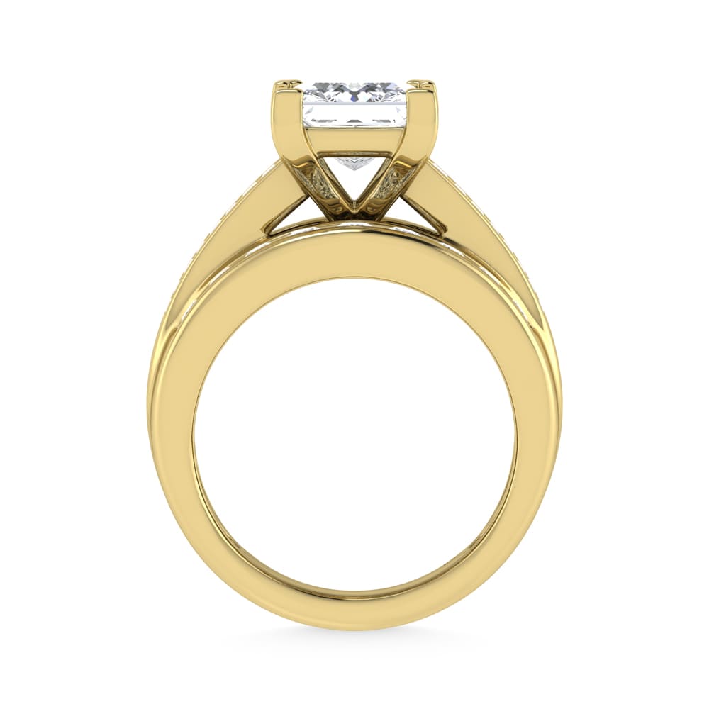 14K Yellow Gold Lab Grown Diamond 6 Ct.Tw. Princess Shape Engagement Ring (IGI Certified 5CT)