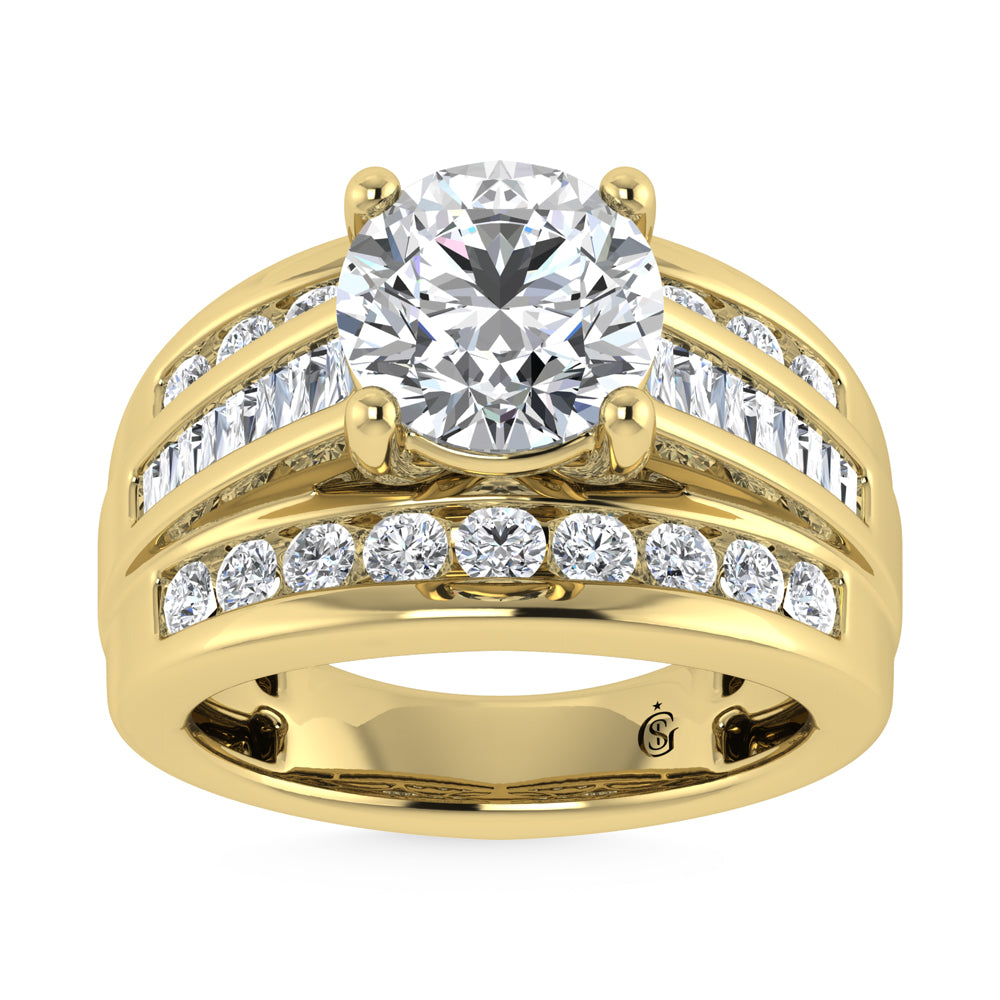 14K Yellow Gold Lab Grown Diamond 6 Ct.Tw. Round Shape Engagement Ring (IGI Certified 5CT)