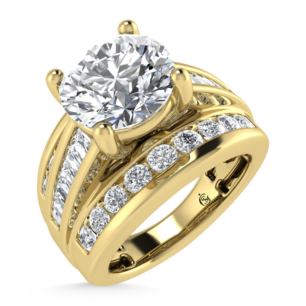 14K Yellow Gold Lab Grown Diamond 6 Ct.Tw. Round Shape Engagement Ring (IGI Certified 5CT)