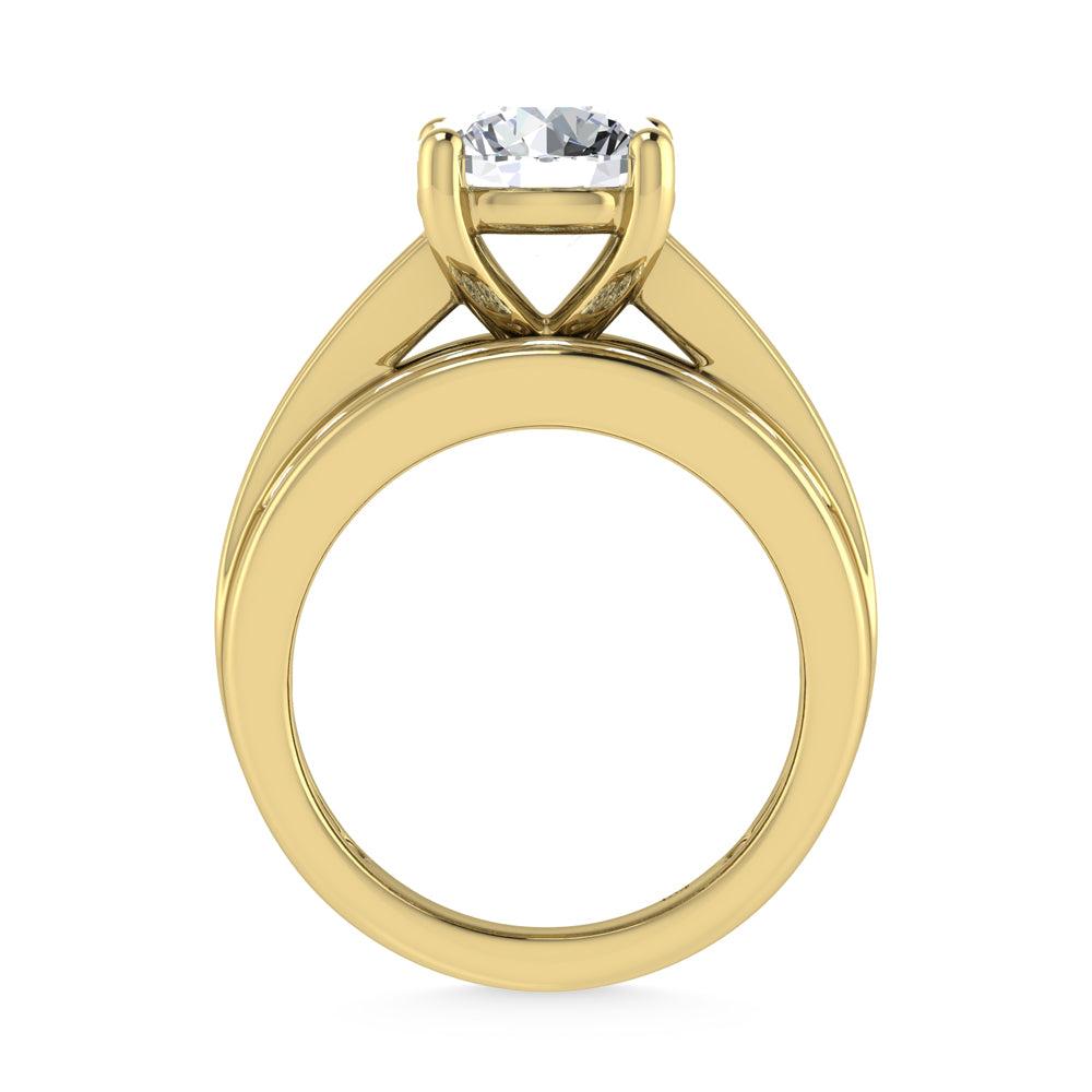 14K Yellow Gold Lab Grown Diamond 6 Ct.Tw. Round Shape Engagement Ring (IGI Certified 5CT)