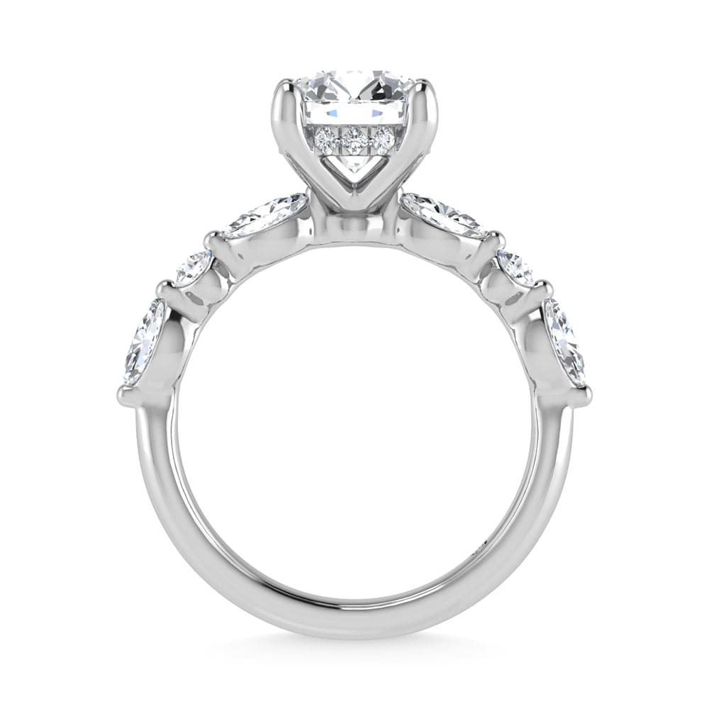 14K White Gold Lab Grown Diamond 2 5/8 Ct.Tw. IGI Certified Marquise and Round Shape Halo Engagement Ring (Center Round)